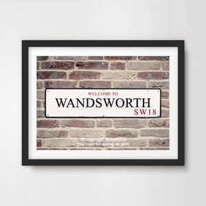WANDSWORTH ロンドン アートプリント SW18 郵便番号 道路標識 地区 自治区 ポスター 壁画 ホームデコレーション A4 A3 A2 (10 サイズ)