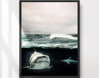 Underwater Shark Art Print, Ocean Wall Decor