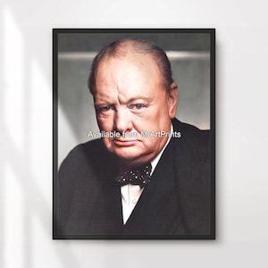 Winston Churchill Colour Portrait Photograph WW2 World War 2 Art Print Poster Wall Picture A4 A3 A2 A1 small big large PRINTED ANY SIZE
