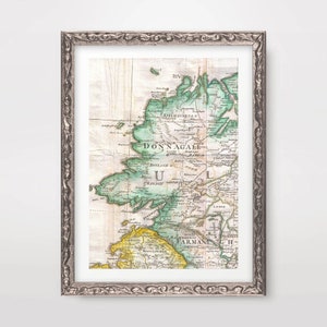DONEGAL Karte KUNSTDRUCK Irland Vintage Antique Irish County Wandbild Poster Home Dekor A4 A3 A2 (10 Größen)