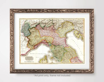 TUSCANY Map Chart ART PRINT year 1809 Northern Italy Italia Italian Vintage Antique Poster Wall Picture Decor A4 A3 A2 8x10 12x16 16x20 inch