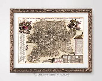 ROME City Map Chart ART PRINT yr 1720 Italy Italia Italian Vintage Antique Poster Wall Picture Decor A4 A3 A2 8x10 12x16 16x20 inch
