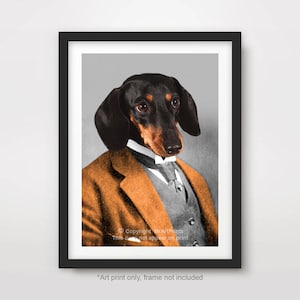 新到着 チワワ犬アートプリント 品種 風変わり 面白い頭部 肖像画 人体 絵画
