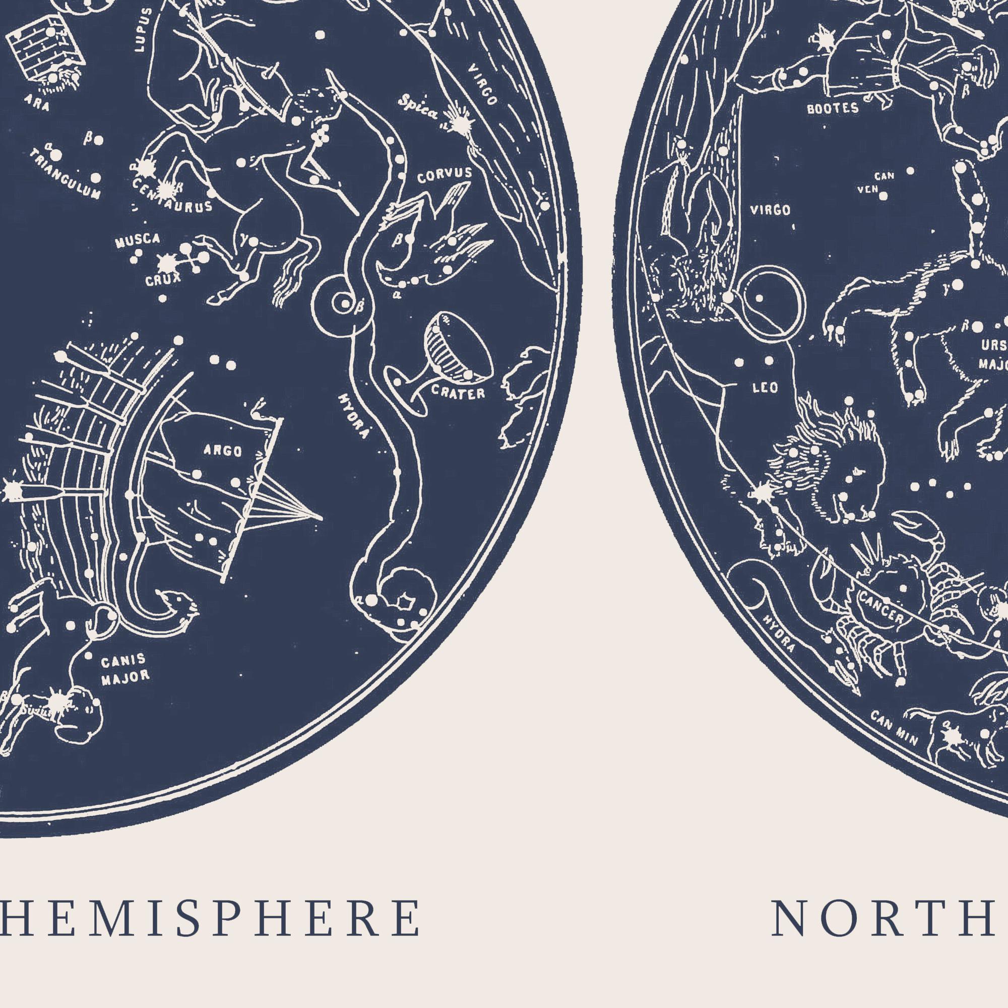 Astronomy Map Constellations Night Sky Outer Space Art Print Poster ...