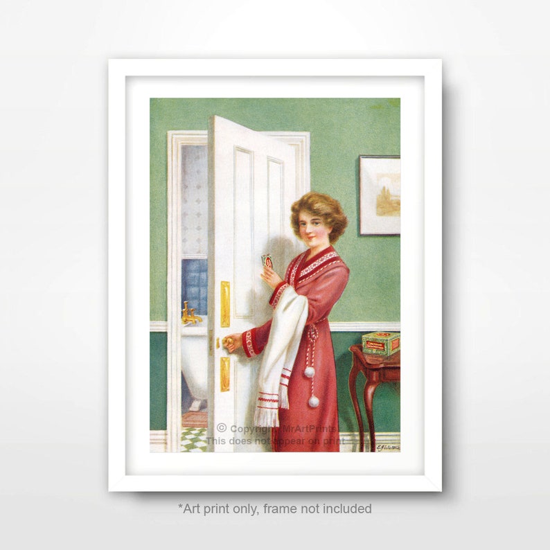 Vintage Illustration BATHROOM ART PRINT Poster Wall Picture Etsy