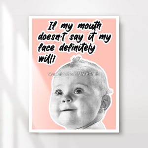 Póster con frases divertidas y frases de madres y bebés, estilo retro de los años 50, brillante y colorido, tamaño A4, A3, A2, A1, impreso en cualquier tamaño
