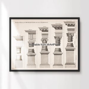 Pillars Columns Classical Architectural Illustration Architect Drawing Art Print Poster Wall Picture A4 A3 A2 A1 PRINTED ANY SIZE