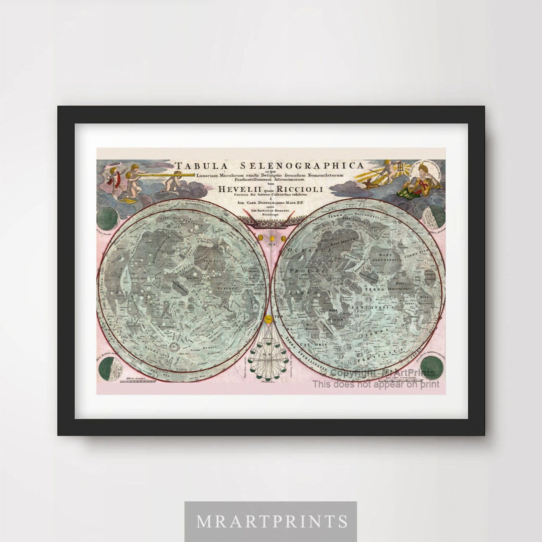 Antique Moon Map Art Print, Vintage Celestial Chart Poster - Etsy