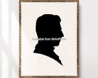 Victorian Man Silhouette Art Print, Antique Shadow Portrait