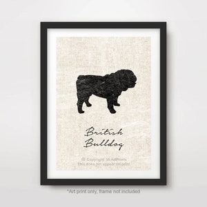 British Bulldog ART PRINT Dog Breed Silhouette Portrait Poster Wall Picture Home Decor Pet Owner Gift A4 A3 A2 (10 Sizes)