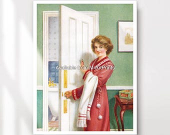 Lámina artística de baño vintage de los años 50: decoración de baño retro