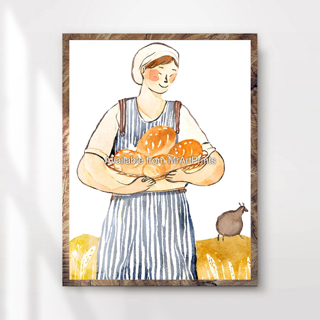 Bread Baking Kitchen Art Print | Watercolor Illustration - Etsy