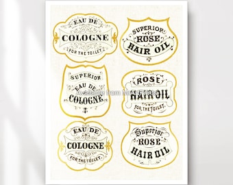Victorian Bathroom Print | Vintage Hair & Soap Adverts Poster