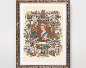 Queen Elizabeth II Vintage British Royal History Art Print Poster