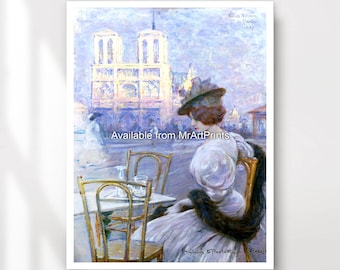 ノートルダム大聖堂（パリ、フランス）1910年頃の水彩画｜ファイン