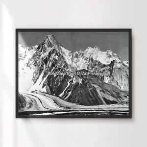 Mountains Black and White Art Print Poster Wall Picture Stylish Monochrome Snow Ice Landscape Design Grey Decor A4 A3 A2 A1 PRINTED ANY SIZE