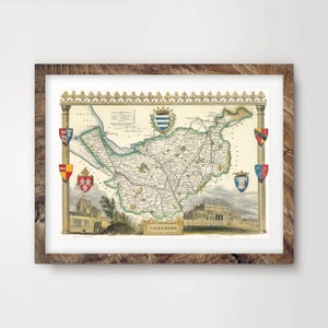 CHESHIRE County Map ART PRINT British Uk Antique Vintage Historical Wall Picture Poster Home Decor A4 A3 A2 (10 Tailles)