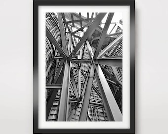 Architecture INDUSTRIELLE Noir et Blanc ART PRINT Photographie Photo Affiche Mur Photo Home Decor Design Intérieur A4 A3 A2 (10 Tailles)