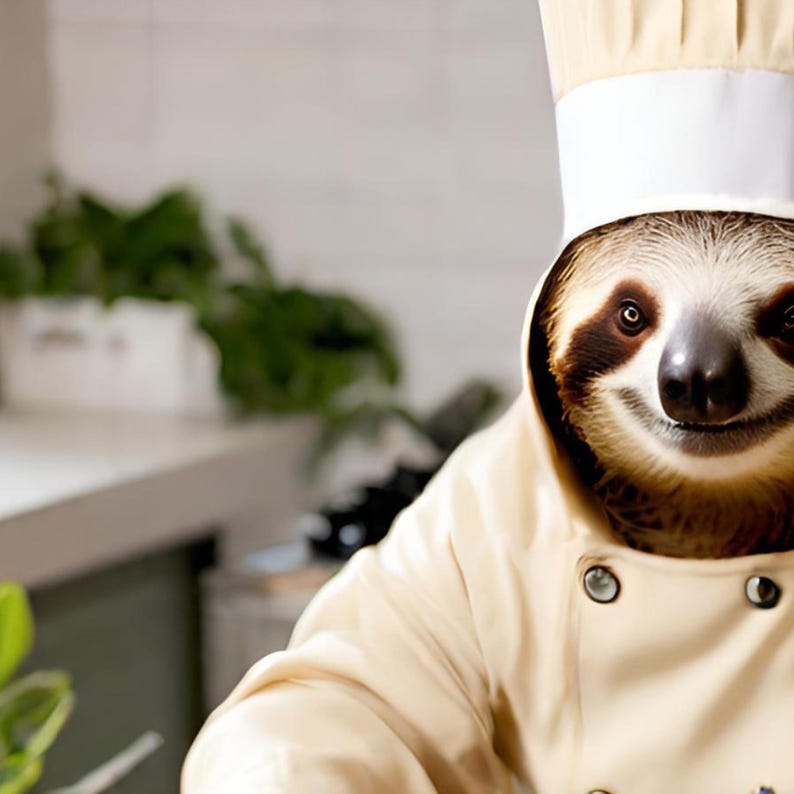Funny Sloth Chef Art Print | Kitchen Wall Decor - Etsy