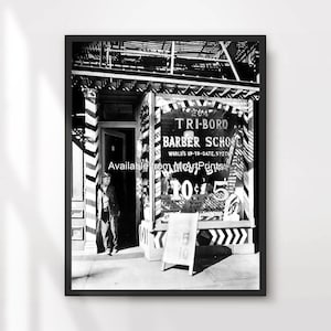 New York Barber Shop Art Print Poster Wall Picture Black and White Antique Shaving Hair Cutting Vintage A4 A3 A2 A1 PRINTED ANY SIZE
