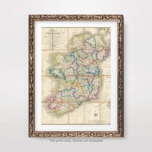 アイルランド アイルランド国地図チャート アートプリント 1853年 ヴィンテージ アンティーク ポスター 壁掛け 絵 ホームデコレーション A4 A3 A2 8x10 12x16 16 x 20 インチ