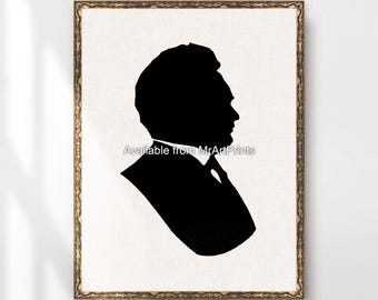 Victorian Man Silhouette Portrait Art Print, Antique Style