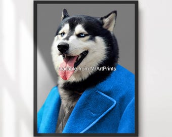 Funny Husky Dog Art Print: Whimsical Wall Decor