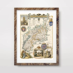 GLOUCESTERSHIRE County Map ART PRINT British Britain Uk Antique Vintage Historical Wall Picture Poster Home Decor A4 A3 A2 (10 Tailles)
