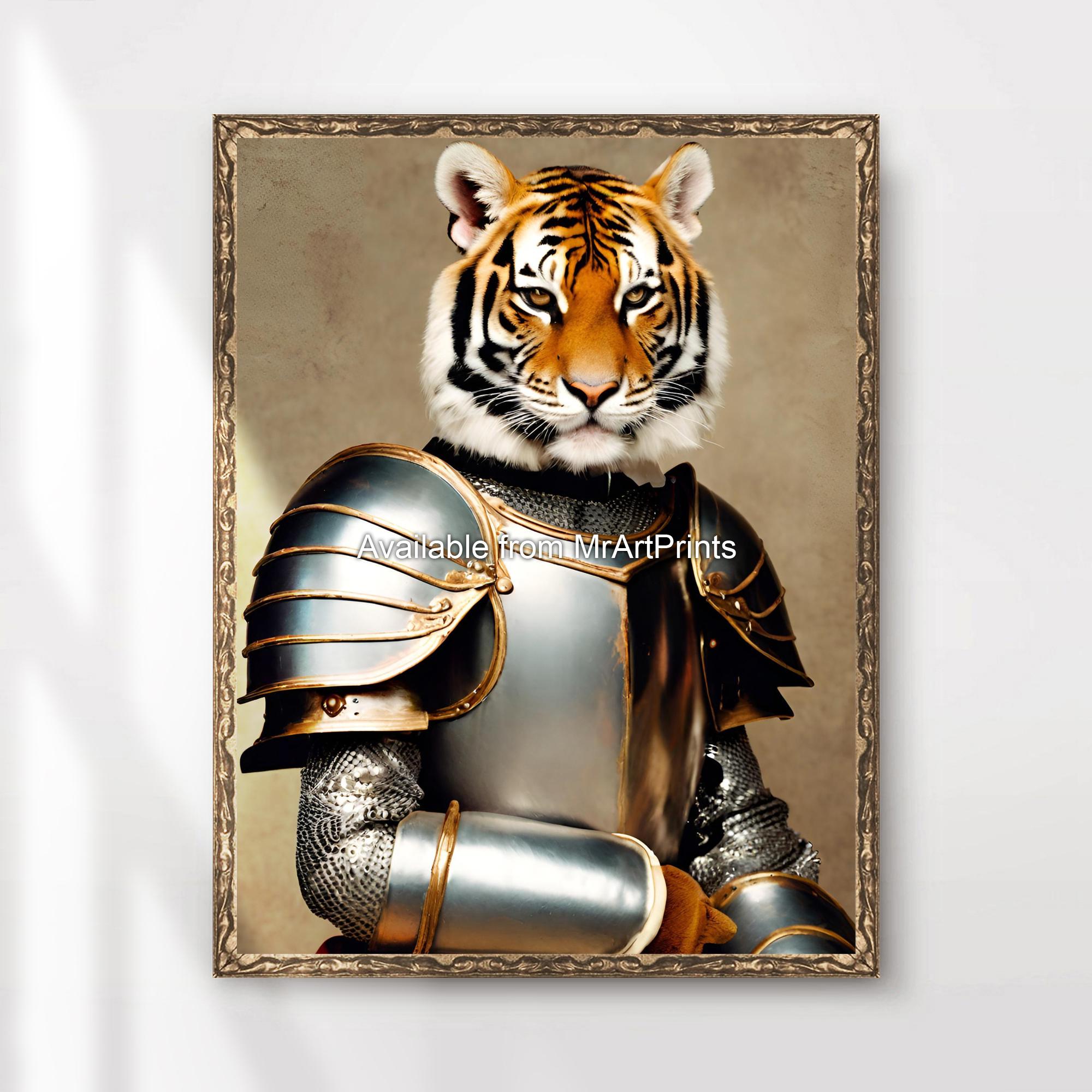 Medieval Knight Tiger Art Print - Quirky Animal Portrait - Etsy