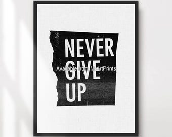 Stampa artistica "Non mollare mai", poster con citazione motivazionale, decorazione minimalista