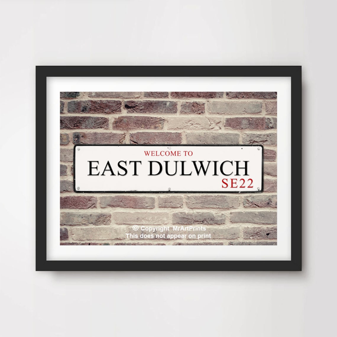 East DULWICH London ART PRINT SE22 Postcode Street Road Sign Etsy