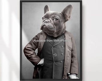 French Bulldog Portrait Art Print | Funny Dog in Suit