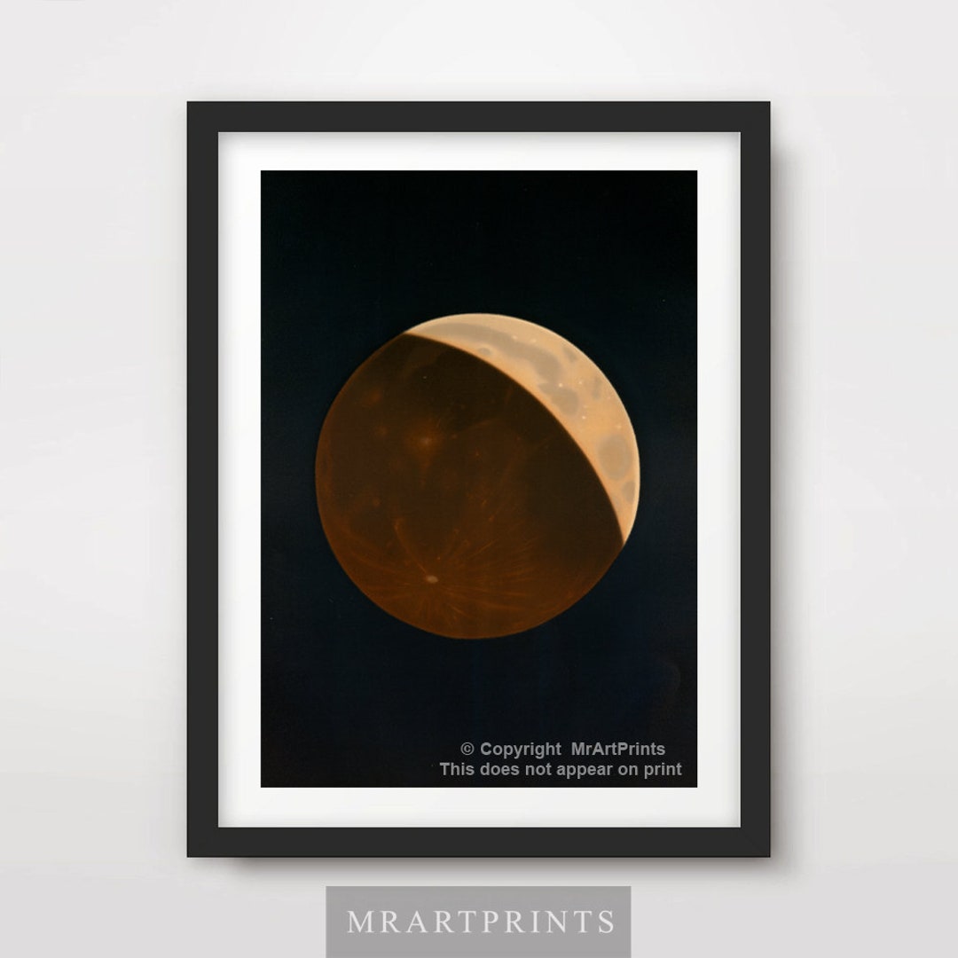 MOON Crescent ART PRINT Celestial Outer Space Lunar Poster Wall Picture ...