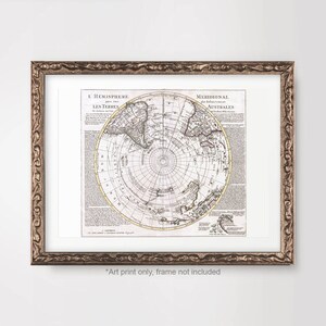 ANTARCTICA South Pole Map Polar Chart ART PRINT Année 1741 Vintage Antique Poster Wall Image Home Decor A4 A3 A2 8x10 12x16 16x20 inch
