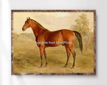Vintage Horse Painting Art Print, Equestrian Farmhouse Decor