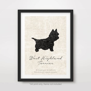 West Highland Terrier ART PRINT Westie Dog Breed Silhouette Portrait Poster Wall Picture Home Decor Pet Owner Gift A4 A3 A2 (10 Sizes)