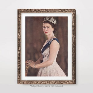 The Queen Elizabeth II Memorial Vintage Young Old Portrait Art Print Poster 1953 Coronation RIP Unframed A4 A3 A2 8x10 12x16 16x20
