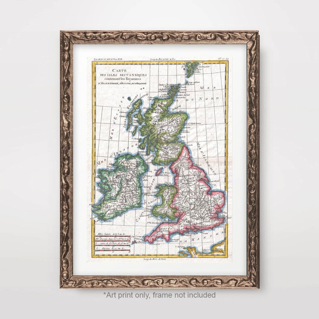 United Kingdom UK MAP Chart Art PRINT 1780 18th Century Vintage Antique ...