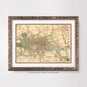 ロンドン 都市地図 チャート アート プリント 1822年 ヴィンテージ アンティーク 英国 イギリス イングランド 英語 ポスター 壁掛け写真 A4 A3 A2 8x10 12x16 16 x 20 インチ