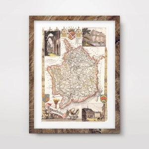 MONMOUTHSHIRE County Map ART PRINT British Britain Uk Antique Vintage Historical Wall Picture Poster Home Decor A4 A3 A2 (10 Tailles)