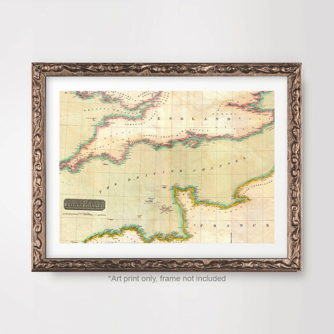 イギリス海峡地図 海 海洋チャート アートプリント 1814年