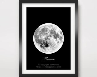 Moon Art Print, Celestial Galaxy Poster
