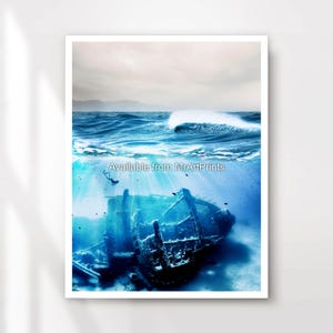 Underwater Shipwreck Art Wall Picture Poster Print Ocean Nautical Marine Sunken Boat Under Sea Undersea Decor A4 A3 A2 A1 PRINTED ANY SIZE