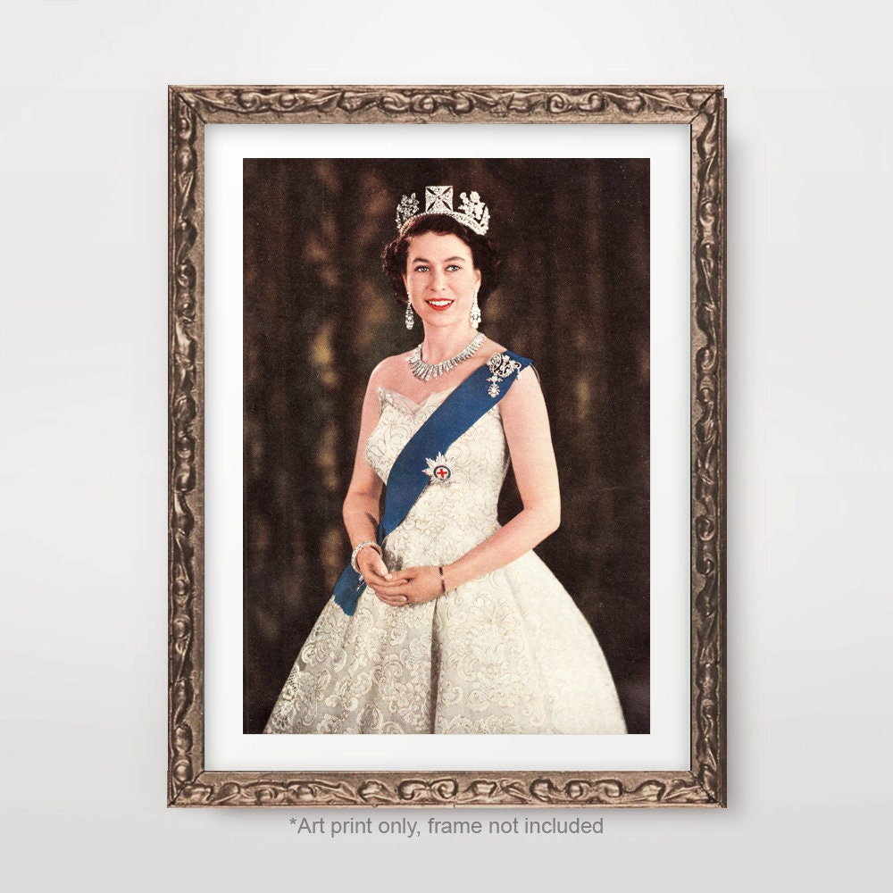 The Queen Elizabeth II Memorial Vintage Young Old Portrait Art Print Poster 1953 Coronation RIP Unframed A4 A3 A2 8x10 12x16 16x20