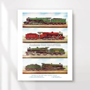 Vintage Train Types Chart Steam Train Engine Old Railway British Reminiscence Art Print Poster Wall Picture A4 A3 A2 A1 PRINTED ANY SIZE