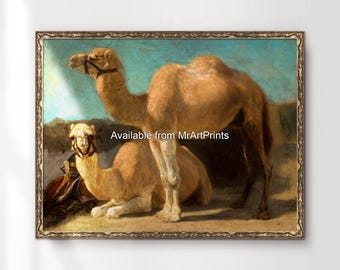 Camel Painting Art Print, Traditional Wildlife Home Decor
