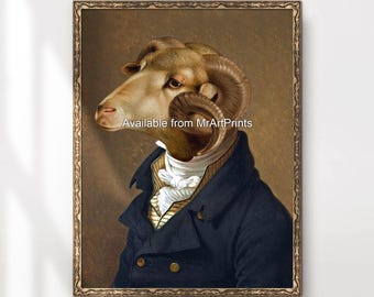 オリジナルの羊の絵画：大きなアクリル動物の肖像画 24x24インチ