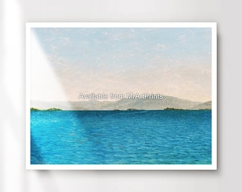Blue Seascape Art Print: Calming Ocean Horizon Wall Decor