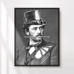 Steampunk Portrait Art Print Wall Picture Poster Vintage Mechanical Victorian Clockwork Black and White Decor A4 A3 A2 A1 PRINTED ANY SIZE