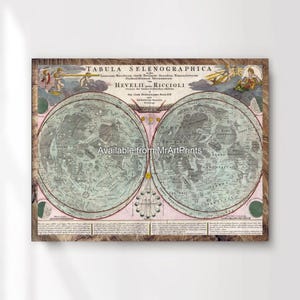 Maankaart Vintage astronomiegrafiek kosmische ruimte Art Print poster maanmuur foto A4 A3 A2 A1 klein extra groot xxl GEDRUKT ELKE MAAT